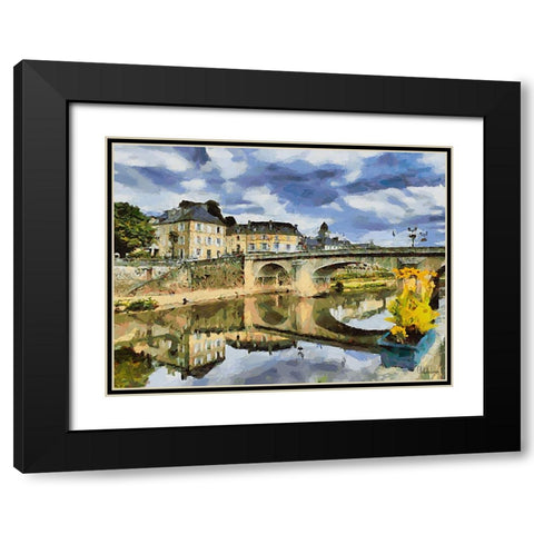 The Bridge as in the Mirror Black Modern Wood Framed Art Print with Double Matting by Medeiros, Celito