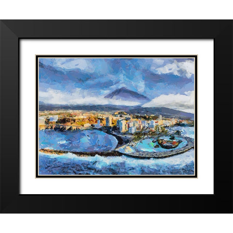 A Bay by a Big Mountain Black Modern Wood Framed Art Print with Double Matting by Medeiros, Celito
