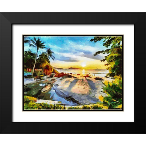 Tropical Coast IX Black Modern Wood Framed Art Print with Double Matting by Medeiros, Celito