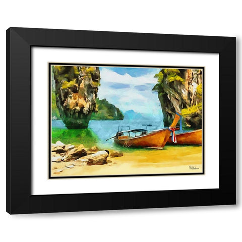 Tropical Coast XVI Black Modern Wood Framed Art Print with Double Matting by Medeiros, Celito