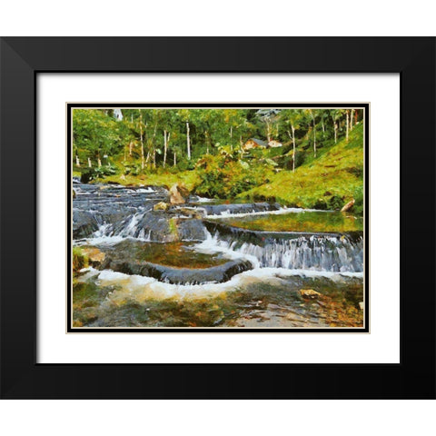 Cascades in River Black Modern Wood Framed Art Print with Double Matting by Medeiros, Celito