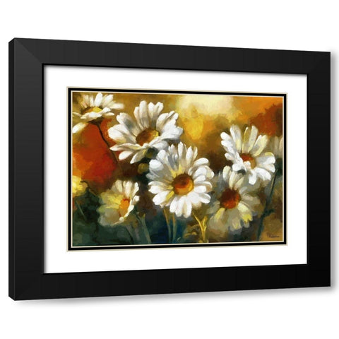 Daisies Black Modern Wood Framed Art Print with Double Matting by Medeiros, Celito