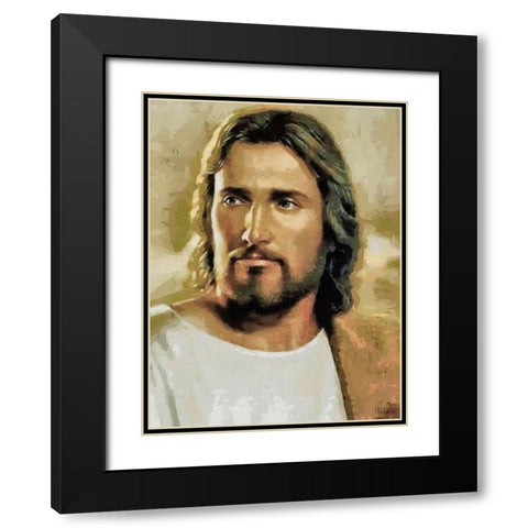 Jesus Black Modern Wood Framed Art Print with Double Matting by Medeiros, Celito
