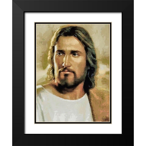 Jesus Black Modern Wood Framed Art Print with Double Matting by Medeiros, Celito
