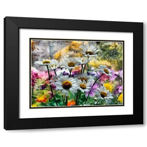 Daisies in the Wind Black Modern Wood Framed Art Print with Double Matting by Medeiros, Celito