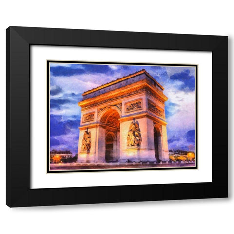 Triumphe Arc Black Modern Wood Framed Art Print with Double Matting by Medeiros, Celito