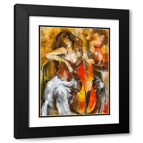 The Music Black Modern Wood Framed Art Print with Double Matting by Medeiros, Celito