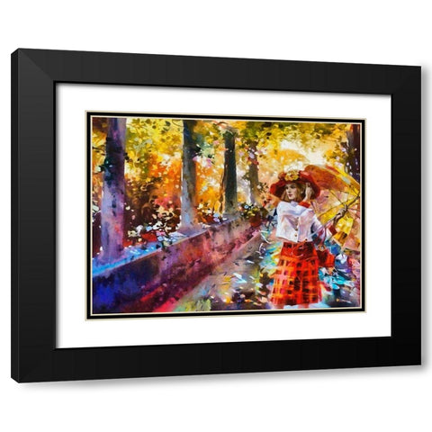 Girl with Umbrella Black Modern Wood Framed Art Print with Double Matting by Medeiros, Celito