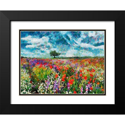 Colorfull Meadow Black Modern Wood Framed Art Print with Double Matting by Medeiros, Celito