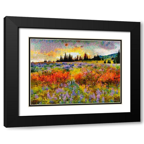 Sunset over the Meadow Black Modern Wood Framed Art Print with Double Matting by Medeiros, Celito