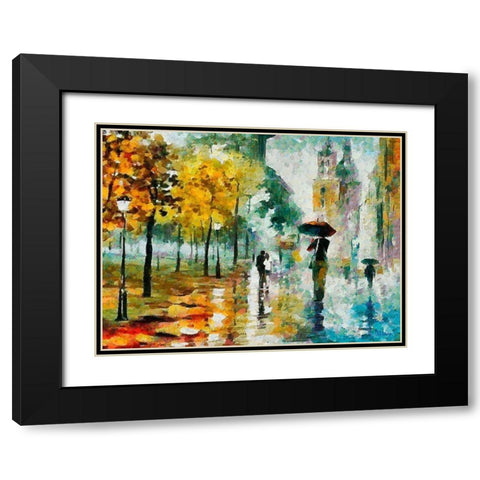 Old Town in the Rain Black Modern Wood Framed Art Print with Double Matting by Medeiros, Celito