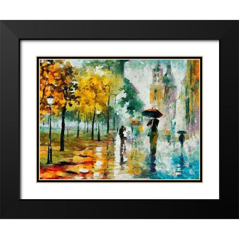 Old Town in the Rain Black Modern Wood Framed Art Print with Double Matting by Medeiros, Celito