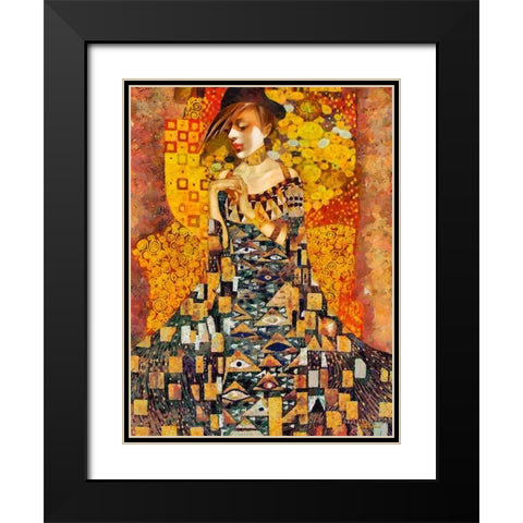Klimt Inspiration Black Modern Wood Framed Art Print with Double Matting by Medeiros, Celito