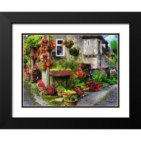 House with many Flowers Black Modern Wood Framed Art Print with Double Matting by Medeiros, Celito