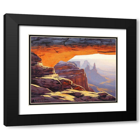 Arches Sunrise Utah Black Modern Wood Framed Art Print with Double Matting by Gercken, Graham