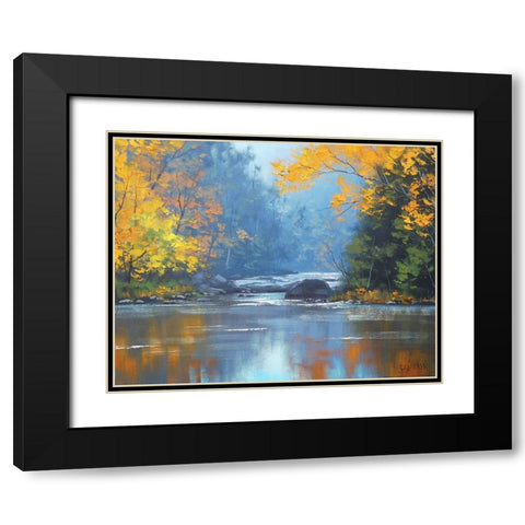 Autumn River Black Modern Wood Framed Art Print with Double Matting by Gercken, Graham