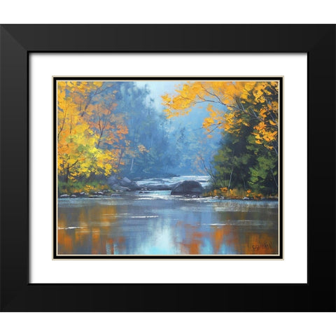 Autumn River Black Modern Wood Framed Art Print with Double Matting by Gercken, Graham