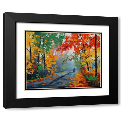 Autumn Walk Black Modern Wood Framed Art Print with Double Matting by Gercken, Graham