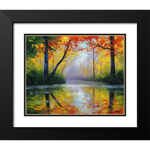 Golden River Black Modern Wood Framed Art Print with Double Matting by Gercken, Graham