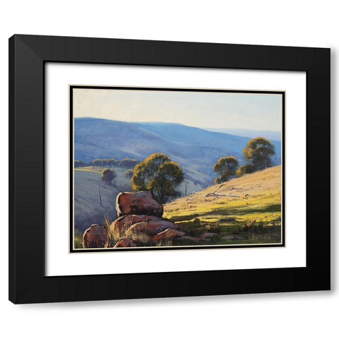Granite Bolders Turon Black Modern Wood Framed Art Print with Double Matting by Gercken, Graham