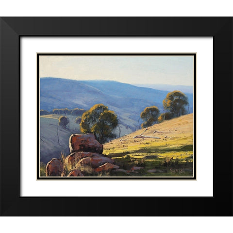 Granite Bolders Turon Black Modern Wood Framed Art Print with Double Matting by Gercken, Graham