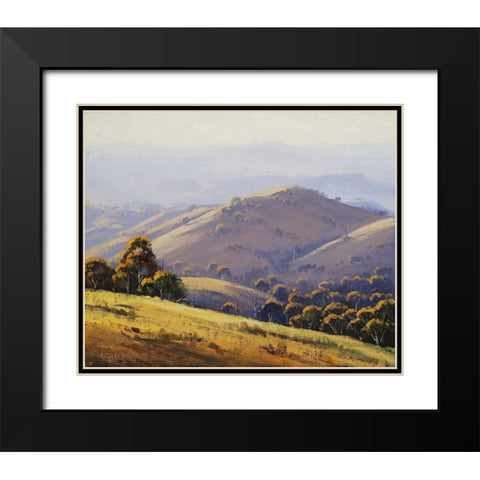 Megalong Valley Hill Scape Black Modern Wood Framed Art Print with Double Matting by Gercken, Graham