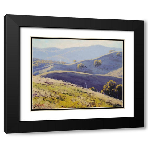 Hazy Landscape Mudgee Black Modern Wood Framed Art Print with Double Matting by Gercken, Graham