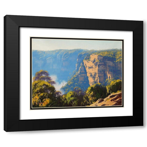 Katomba Clifs Australia Black Modern Wood Framed Art Print with Double Matting by Gercken, Graham