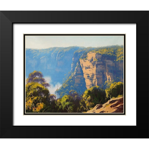Katomba Clifs Australia Black Modern Wood Framed Art Print with Double Matting by Gercken, Graham