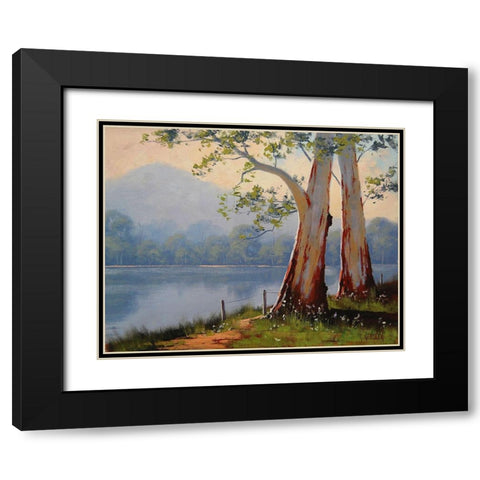 Lake Trees Black Modern Wood Framed Art Print with Double Matting by Gercken, Graham