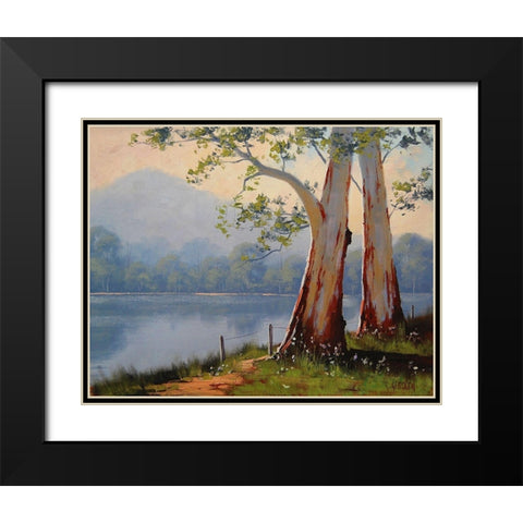 Lake Trees Black Modern Wood Framed Art Print with Double Matting by Gercken, Graham