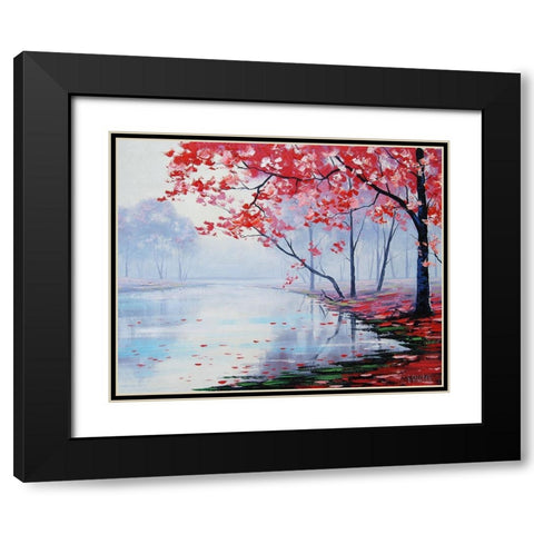 Lake Side Trees Black Modern Wood Framed Art Print with Double Matting by Gercken, Graham
