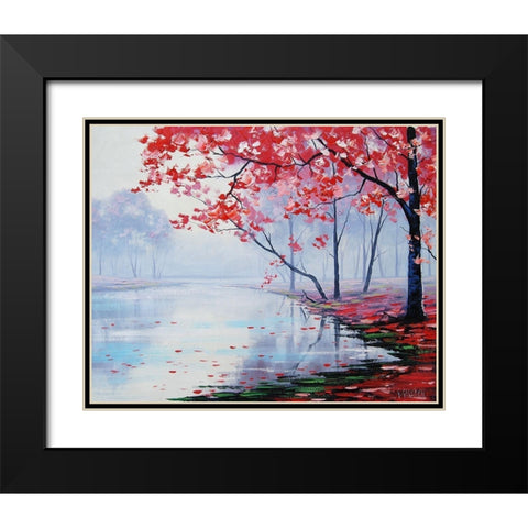 Lake Side Trees Black Modern Wood Framed Art Print with Double Matting by Gercken, Graham