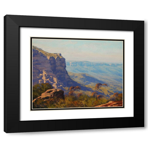 Landslide Katoomba Black Modern Wood Framed Art Print with Double Matting by Gercken, Graham