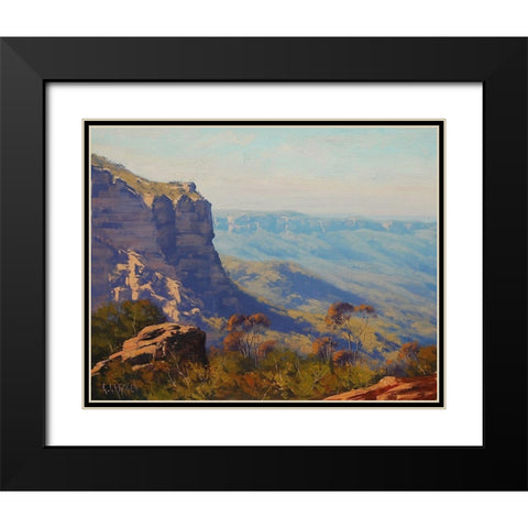 Landslide Katoomba Black Modern Wood Framed Art Print with Double Matting by Gercken, Graham