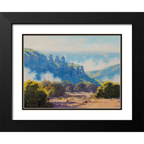 Three Sister Blue Mountains Black Modern Wood Framed Art Print with Double Matting by Gercken, Graham