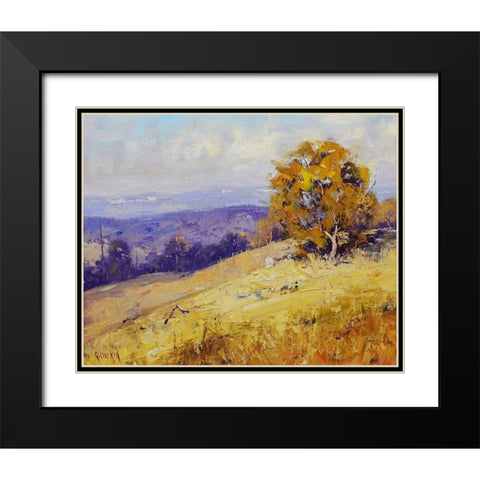 Sheep Grazing Australia Black Modern Wood Framed Art Print with Double Matting by Gercken, Graham