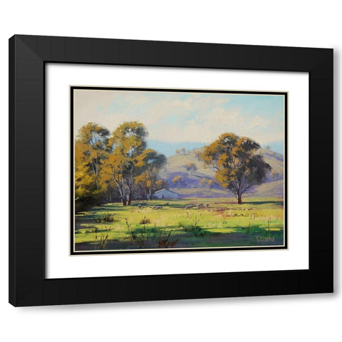 Sheep Farm Black Modern Wood Framed Art Print with Double Matting by Gercken, Graham