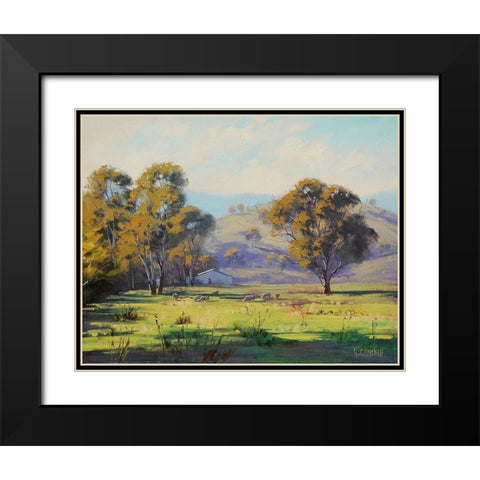 Sheep Farm Black Modern Wood Framed Art Print with Double Matting by Gercken, Graham