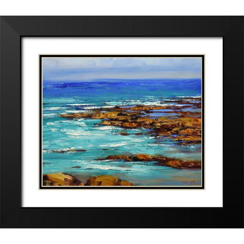 Rocks and Surf Black Modern Wood Framed Art Print with Double Matting by Gercken, Graham