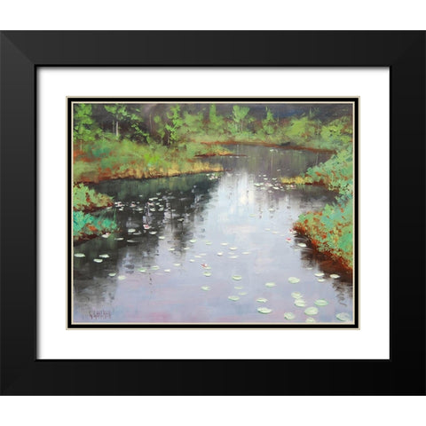 MÃ­sty Lilly Pond Black Modern Wood Framed Art Print with Double Matting by Gercken, Graham