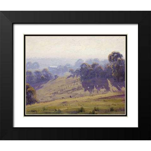MÃ­sty Morning Corries Bridge Black Modern Wood Framed Art Print with Double Matting by Gercken, Graham