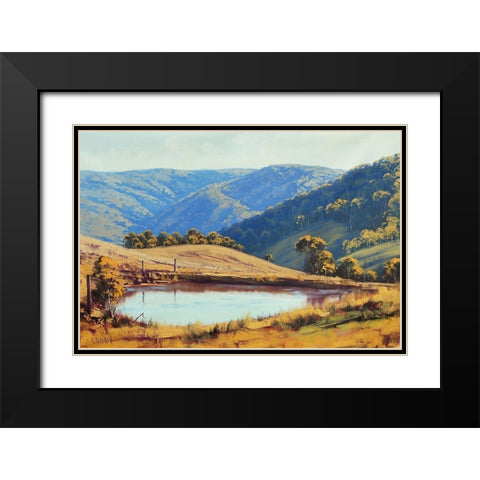 Kanimba Valley Dam Black Modern Wood Framed Art Print with Double Matting by Gercken, Graham