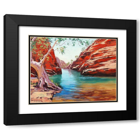 Outback Billabong Black Modern Wood Framed Art Print with Double Matting by Gercken, Graham