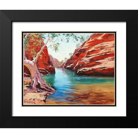 Outback Billabong Black Modern Wood Framed Art Print with Double Matting by Gercken, Graham