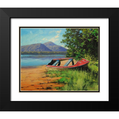 Patonga Shoreline Black Modern Wood Framed Art Print with Double Matting by Gercken, Graham