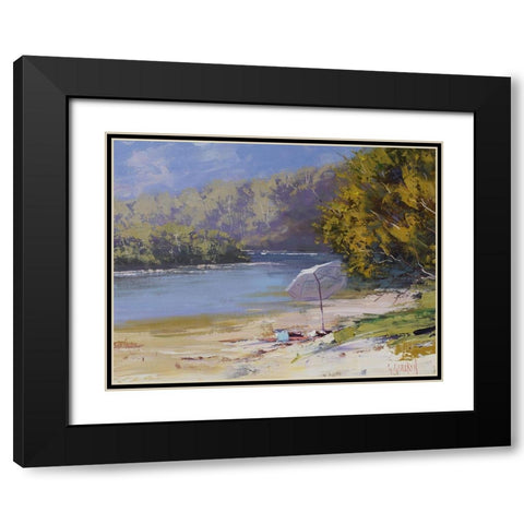 Patongs Summer Black Modern Wood Framed Art Print with Double Matting by Gercken, Graham