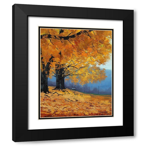 Autumn Leaves Painting Black Modern Wood Framed Art Print with Double Matting by Gercken, Graham
