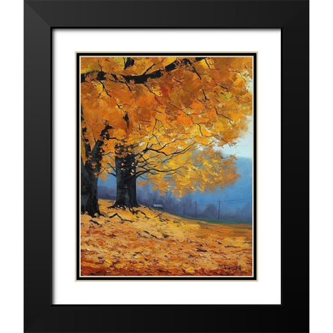 Autumn Leaves Painting Black Modern Wood Framed Art Print with Double Matting by Gercken, Graham