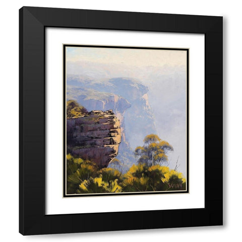 Blue Mountains Cliffs Black Modern Wood Framed Art Print with Double Matting by Gercken, Graham